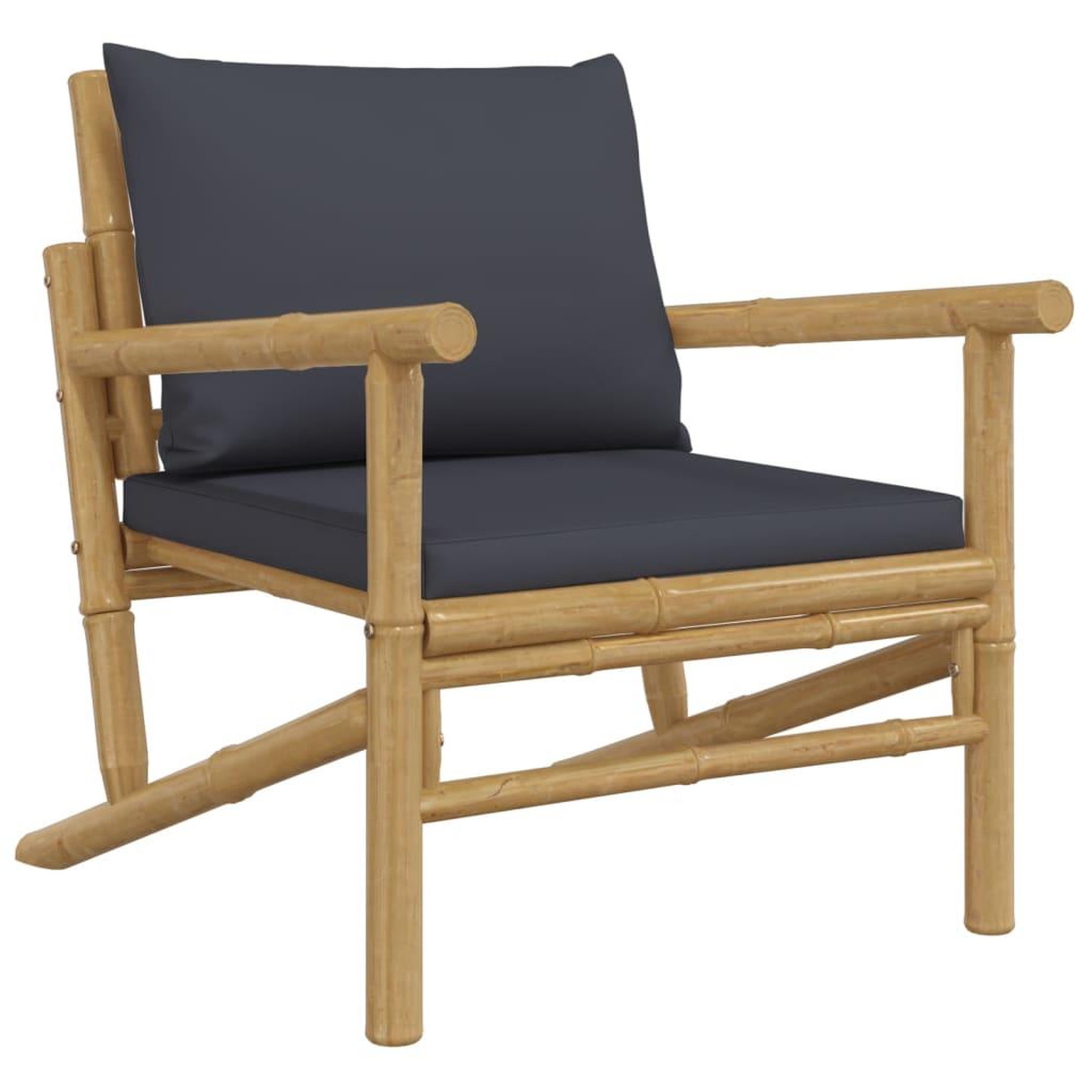 Voir la diapositive 3 : VIDAXL Chaises de jardin lot de 2 avec coussins gris fonce bambou