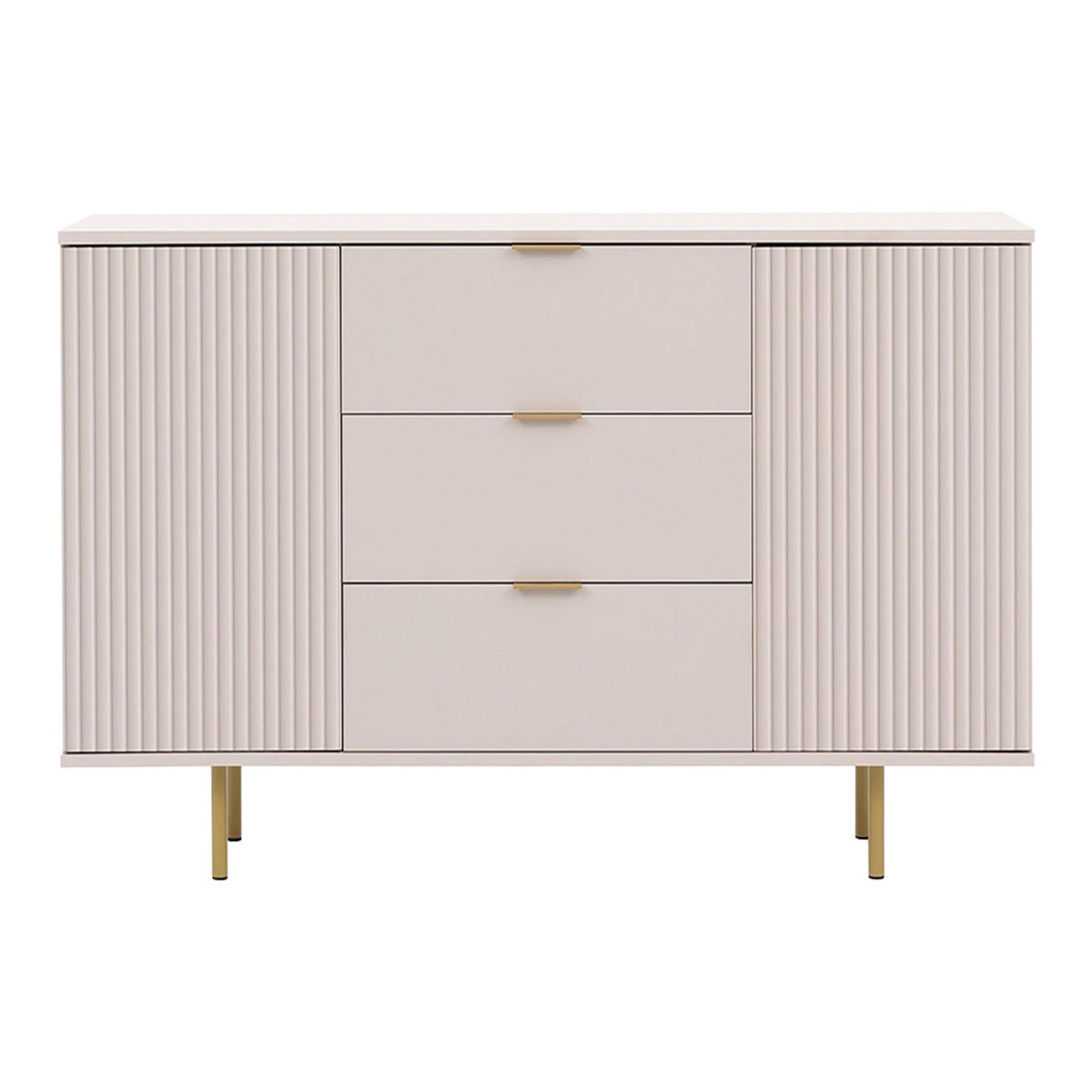 BEST MOBILIER Monica - buffet - beige - 3 tiroirs et 2 portes - 150 cm