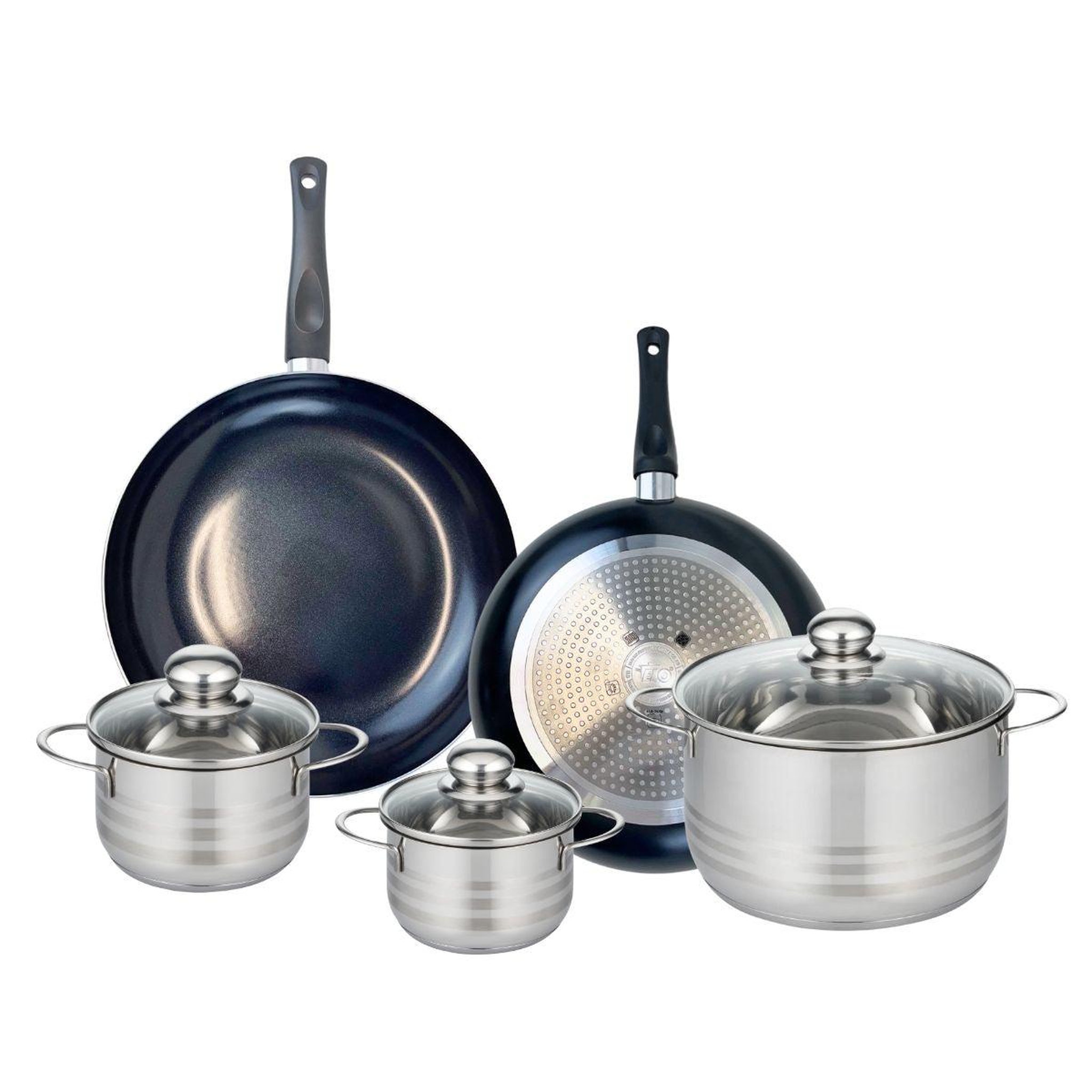ELO Ensemble de 2 poêles de cuisson 28 et 32 cm et 3 faitouts 14, 16 et 24 cm elo prima brillant
