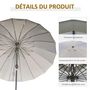 Voir la diapositive 5 : OUTSUNNY Parasol inclinable rond avec manivelle métal fibre de verre Ø 2,55 m polyester haute densité gris