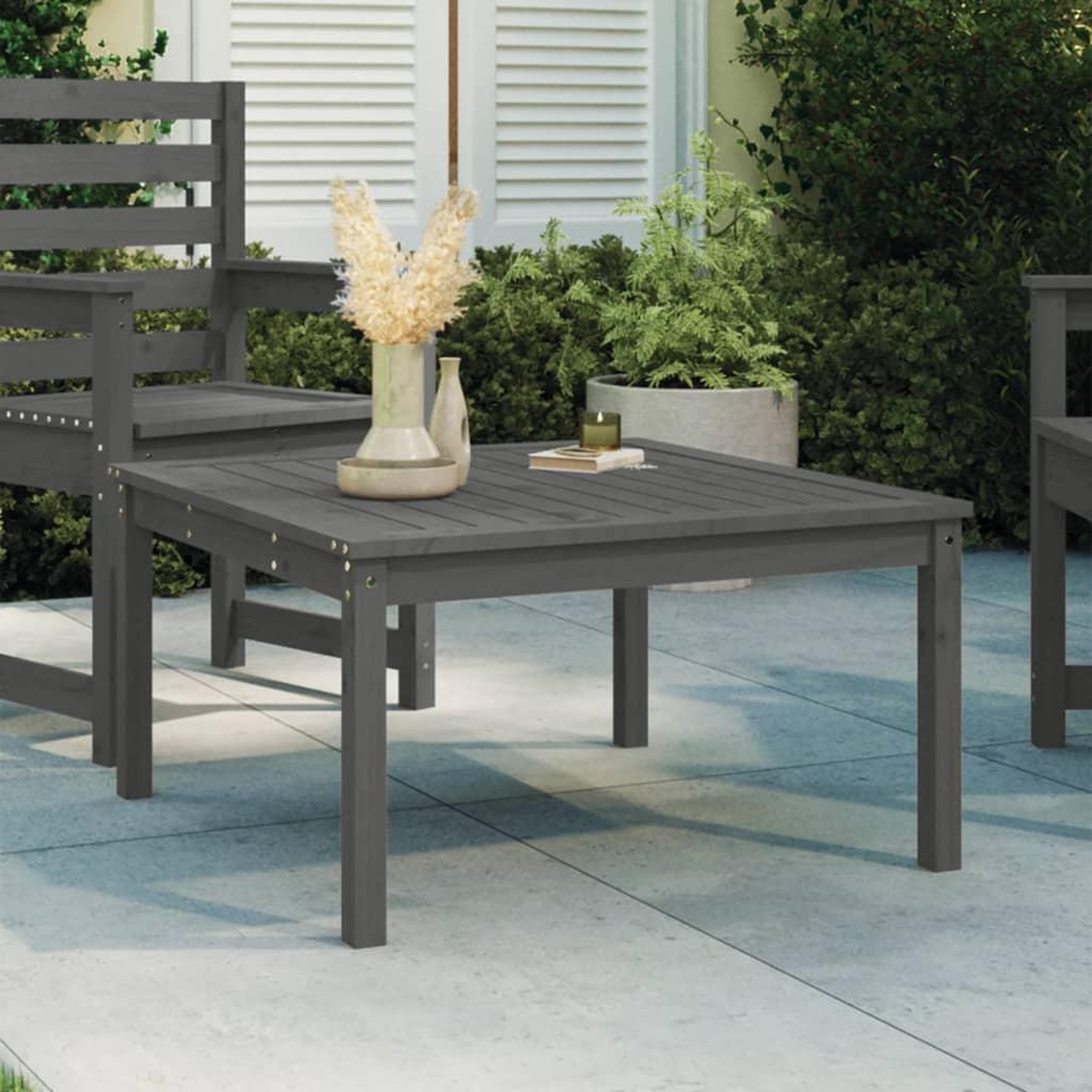 Voir la diapositive 1 : VIDAXL Table de jardin gris 82,5x82,5x45 cm bois massif de pin
