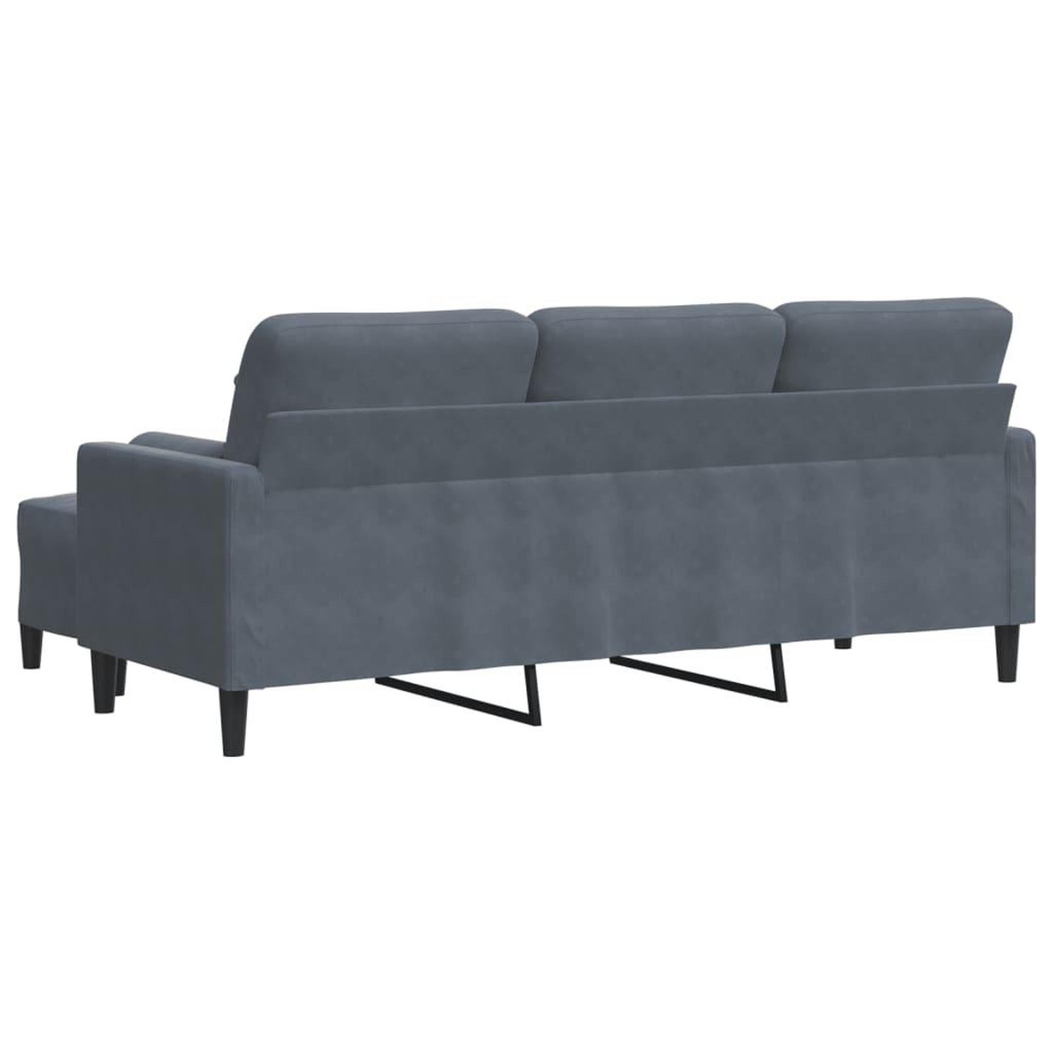 Voir la diapositive 5 : VIDAXL Canape a 3 places avec repose-pieds Gris fonce 180 cm Velours