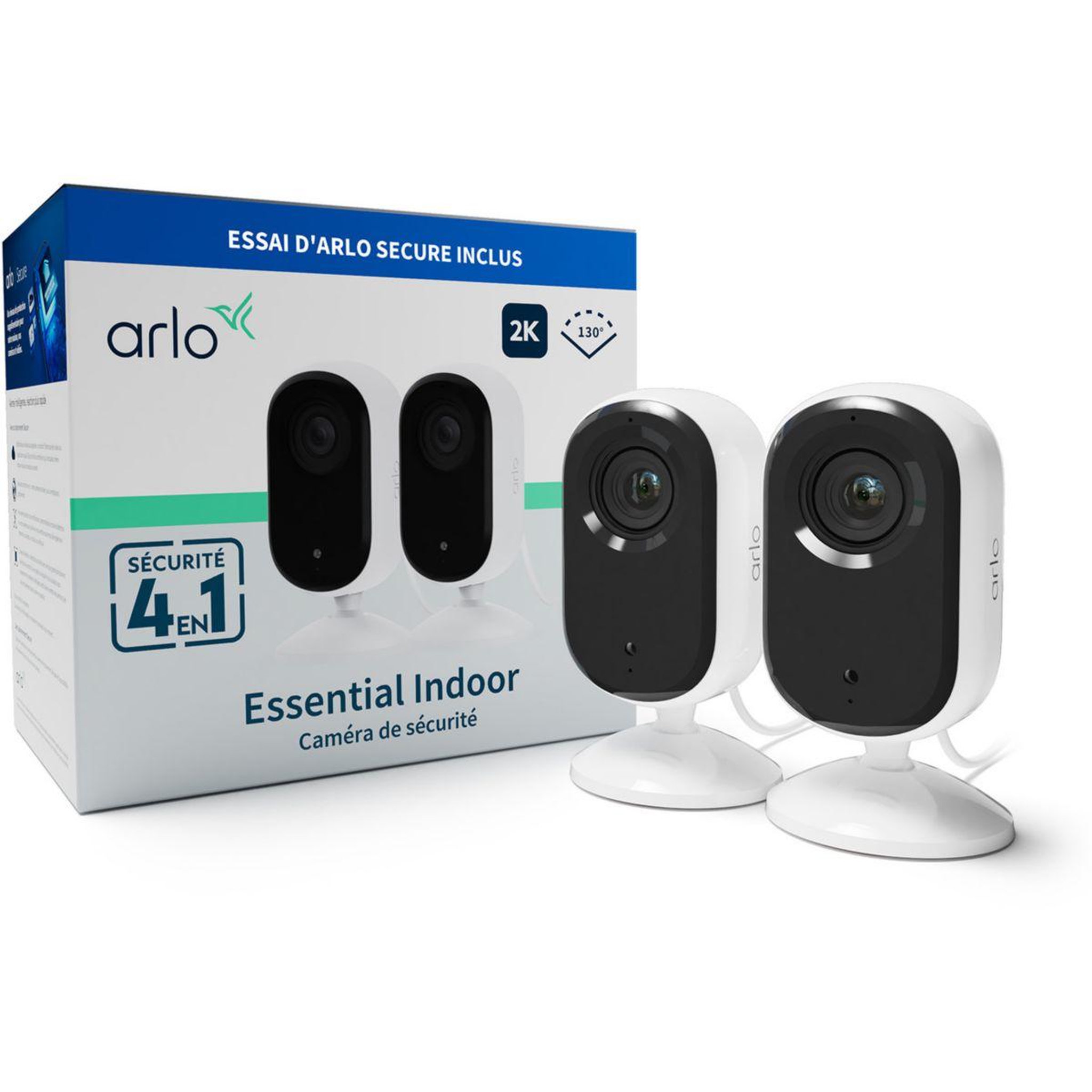 Voir la diapositive 3 : ARLO Caméra de surveillance 2 caméras intérieures Essential 2K