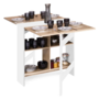 Voir la diapositive 5 : ID MARKET Table console pliable EDI 2-6 personnes avec rangements bois blanc plateau façon hêtre 150 x 80 cm