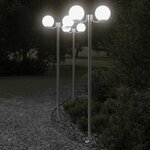 VIDAXL Lampadaires d'exterieur 3 pcs argente 215 cm acier inoxydable