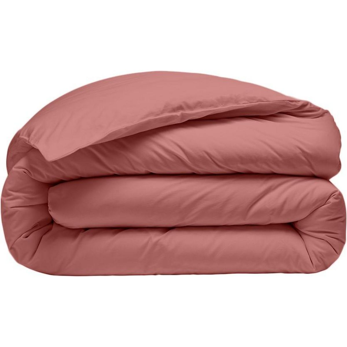 BATON ROUGE Housse de couette 100% percale de coton lavé 80fils/cm² - finition bouteille 40cm - vieux rose