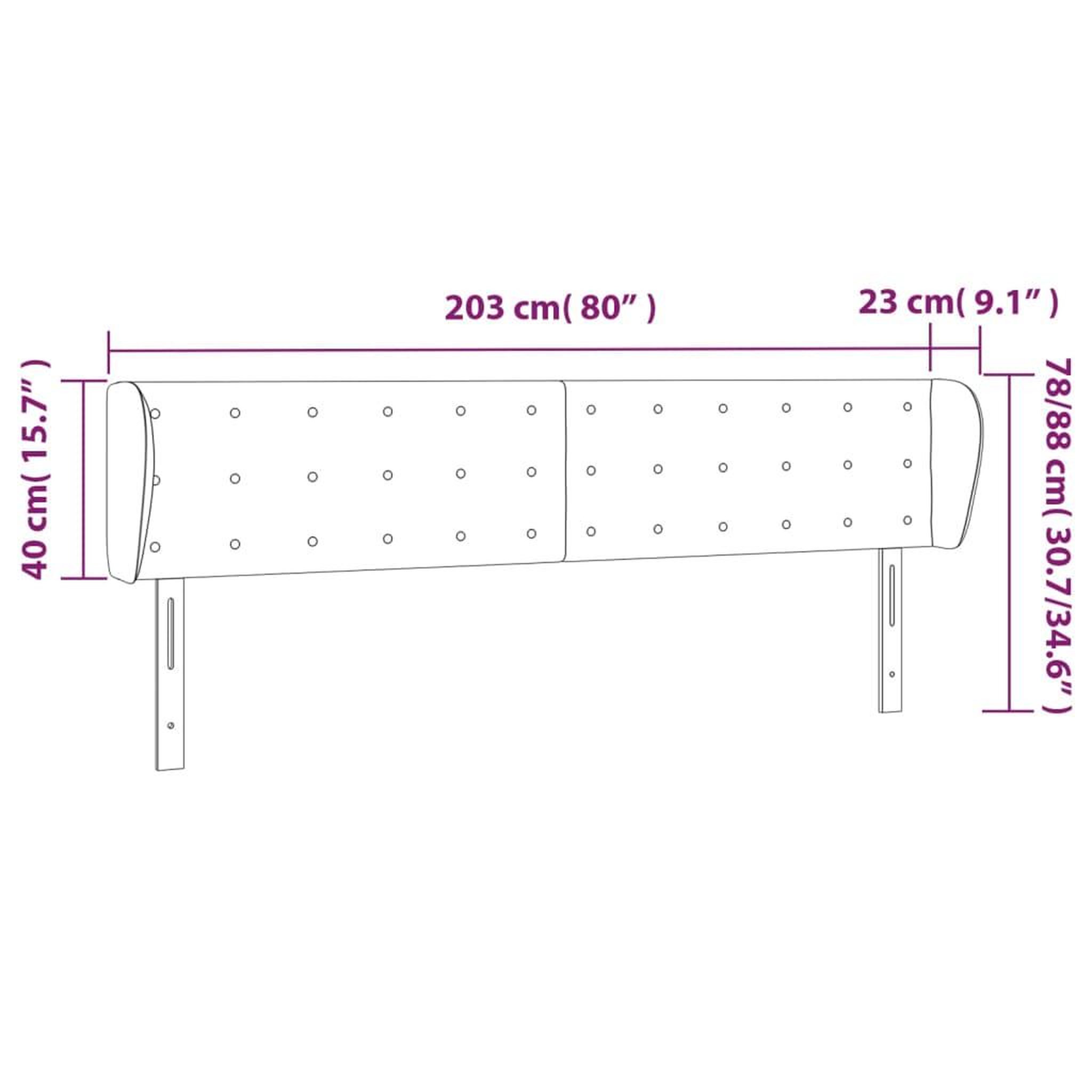 Voir la diapositive 6 : VIDAXL Tete de lit avec oreilles Marron fonce 203x23x78/88 cm Tissu