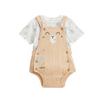 Petit Béguin Ensemble salopette bébé en gaze de coton et t-shirt Noisette. Coloris disponibles : Orange