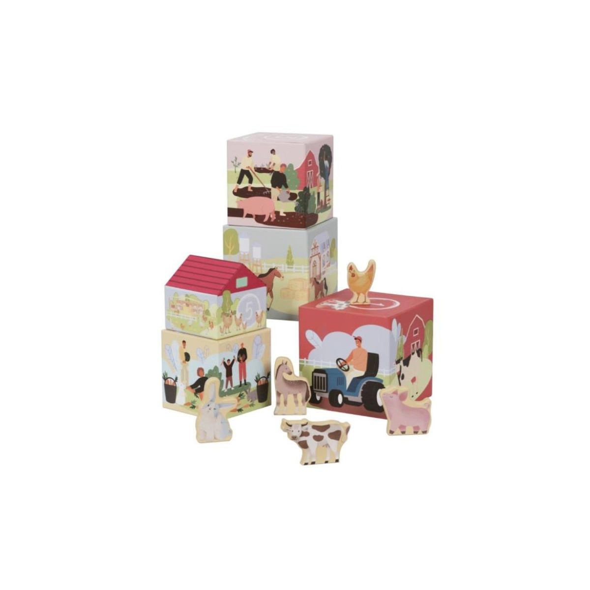 ELINELI Cubes empilables pour enfants- Ferme