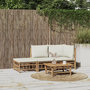Voir la diapositive 1 : VIDAXL Salon de jardin 3 pcs avec coussins blanc creme bambou