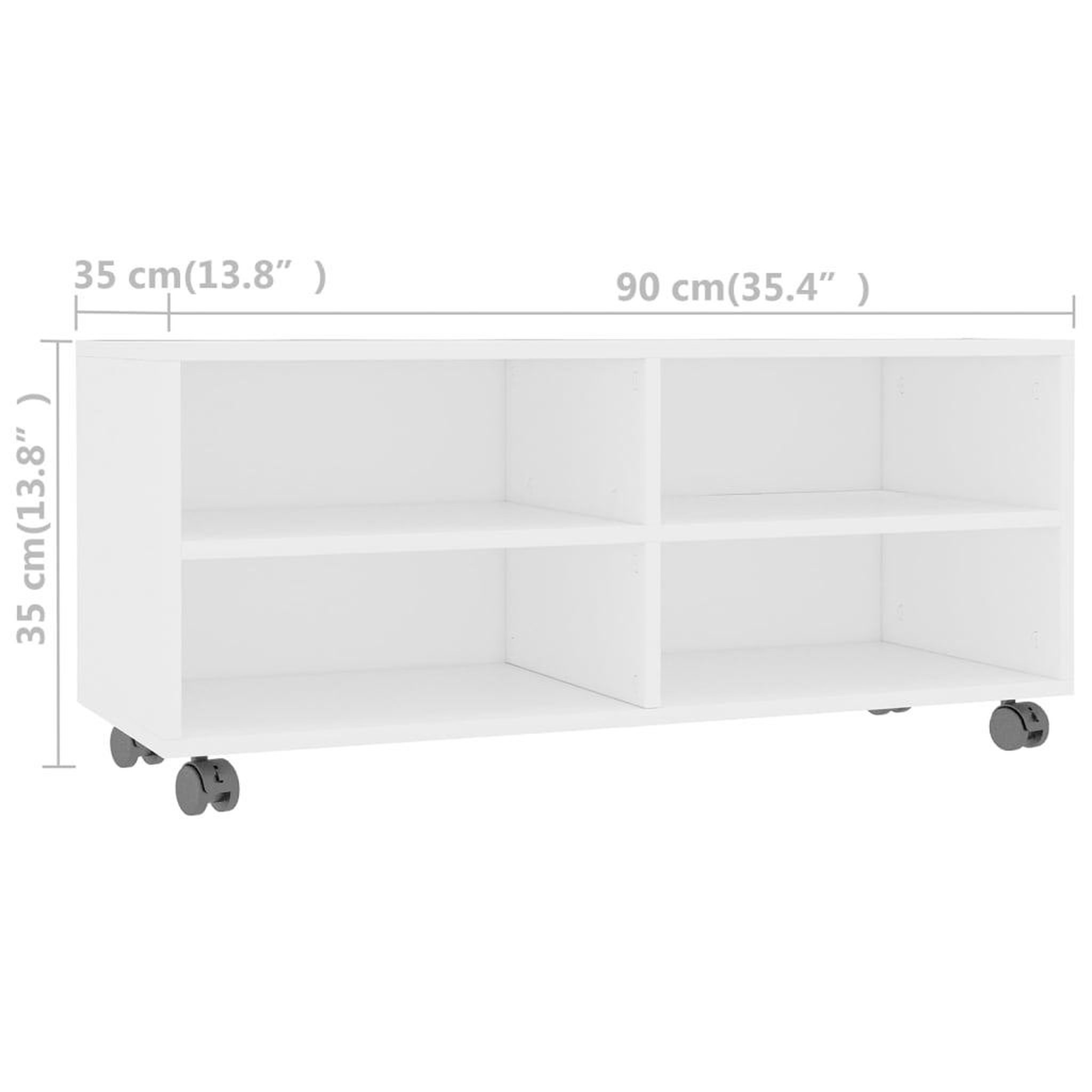 Voir la diapositive 6 : VIDAXL Meuble TV avec roulettes Blanc 90x35x35 cm Bois d'ingenierie