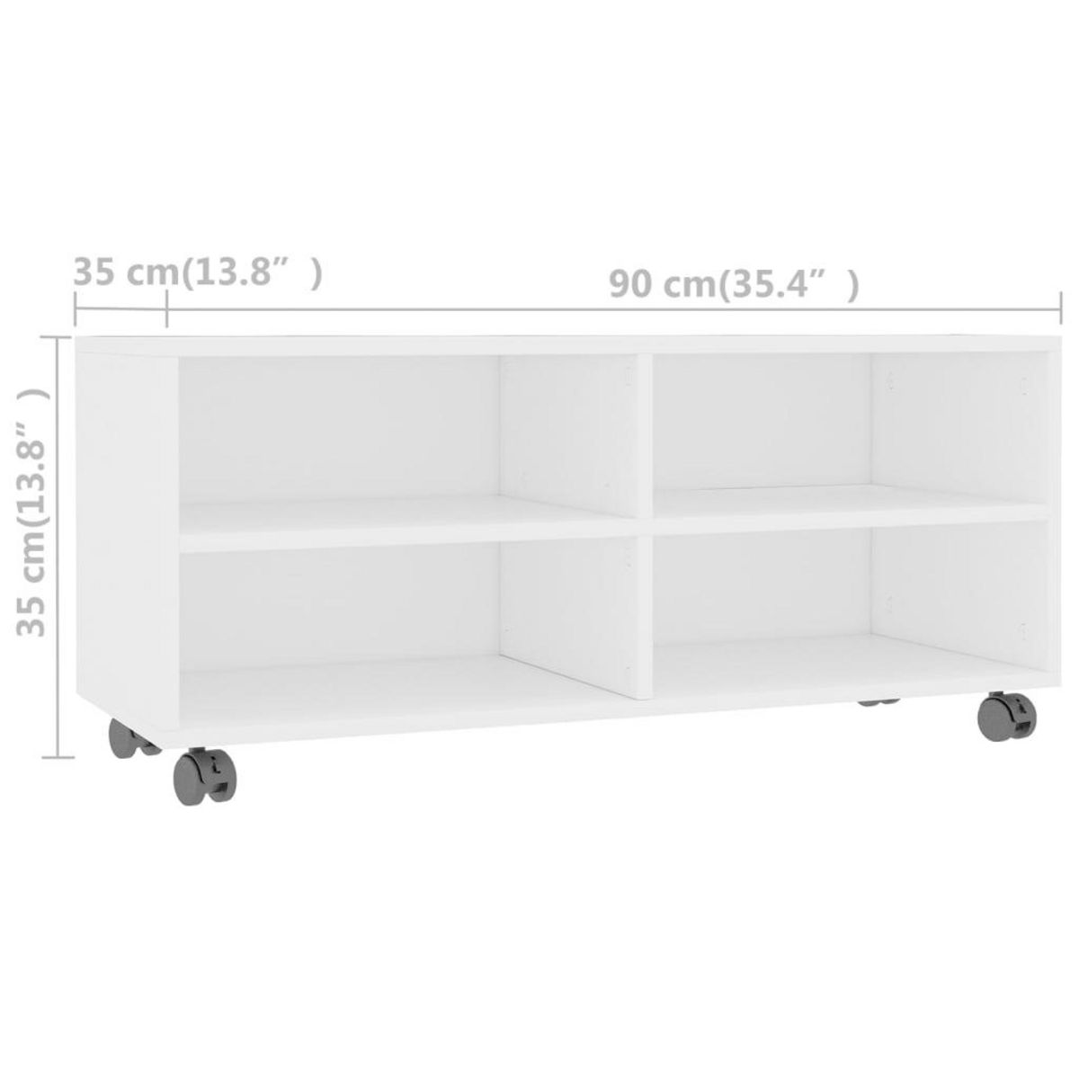 VIDAXL Meuble TV avec roulettes Blanc 90x35x35 cm Bois d'ingenierie