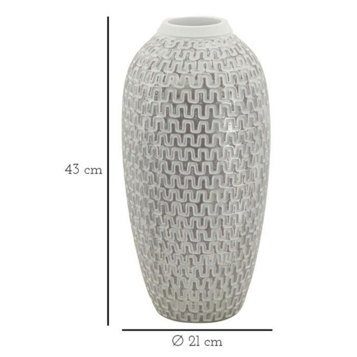Paris Prix Vase Déco en Résine  Wave  43cm Blanc