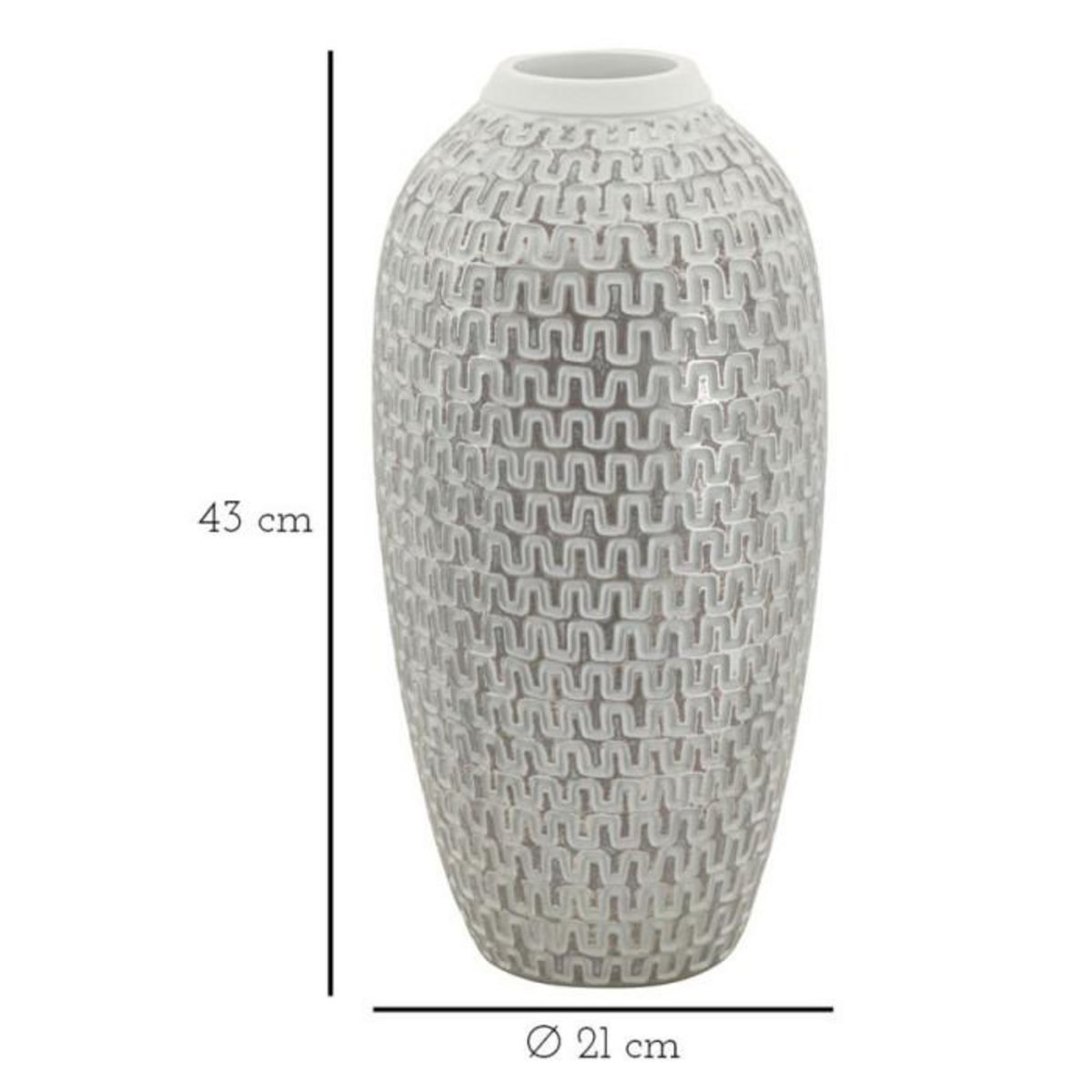 Paris Prix Vase Déco en Résine  Wave  43cm Blanc