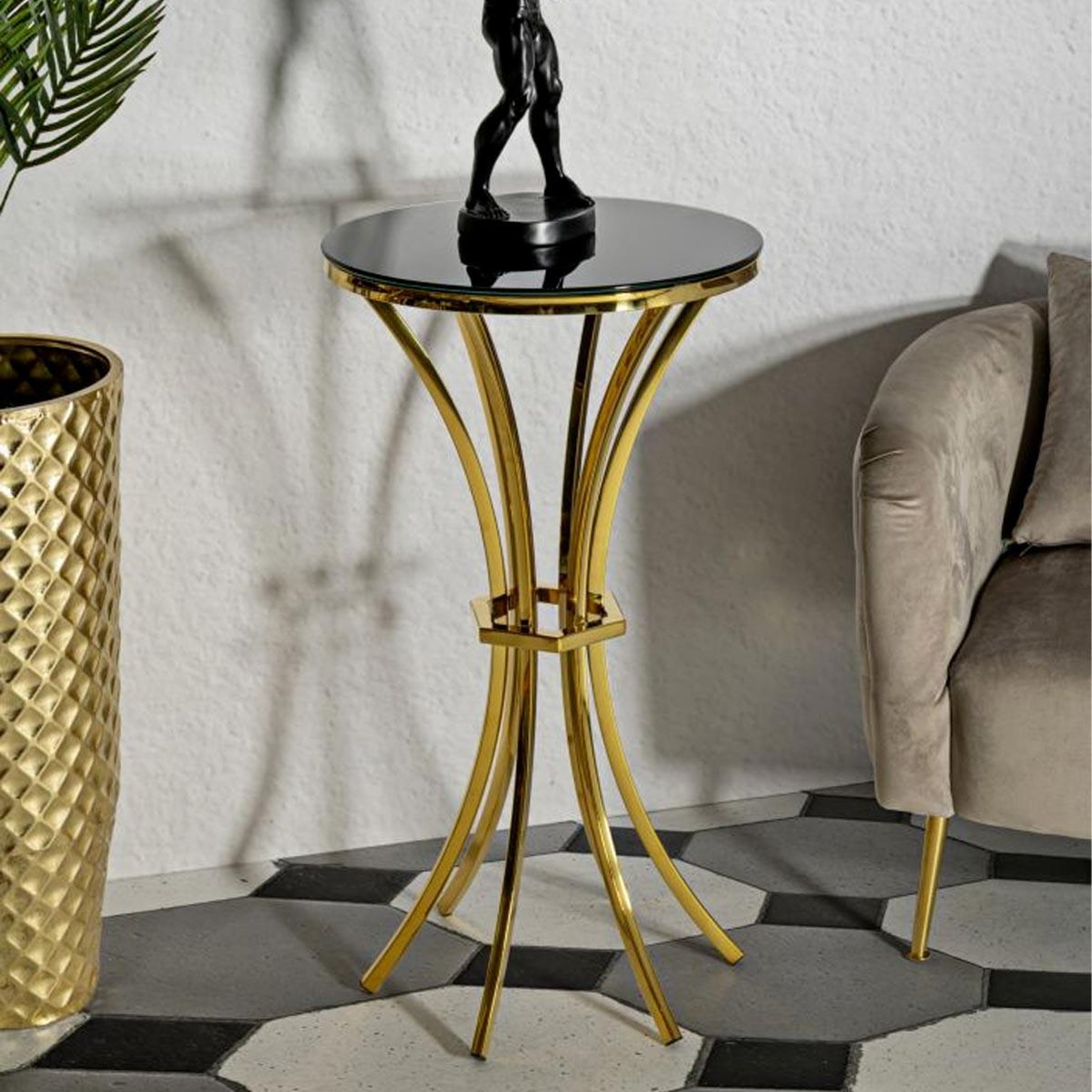 Voir la diapositive 5 : Paris Prix Table d'appoint  shanty  92cm noir & or