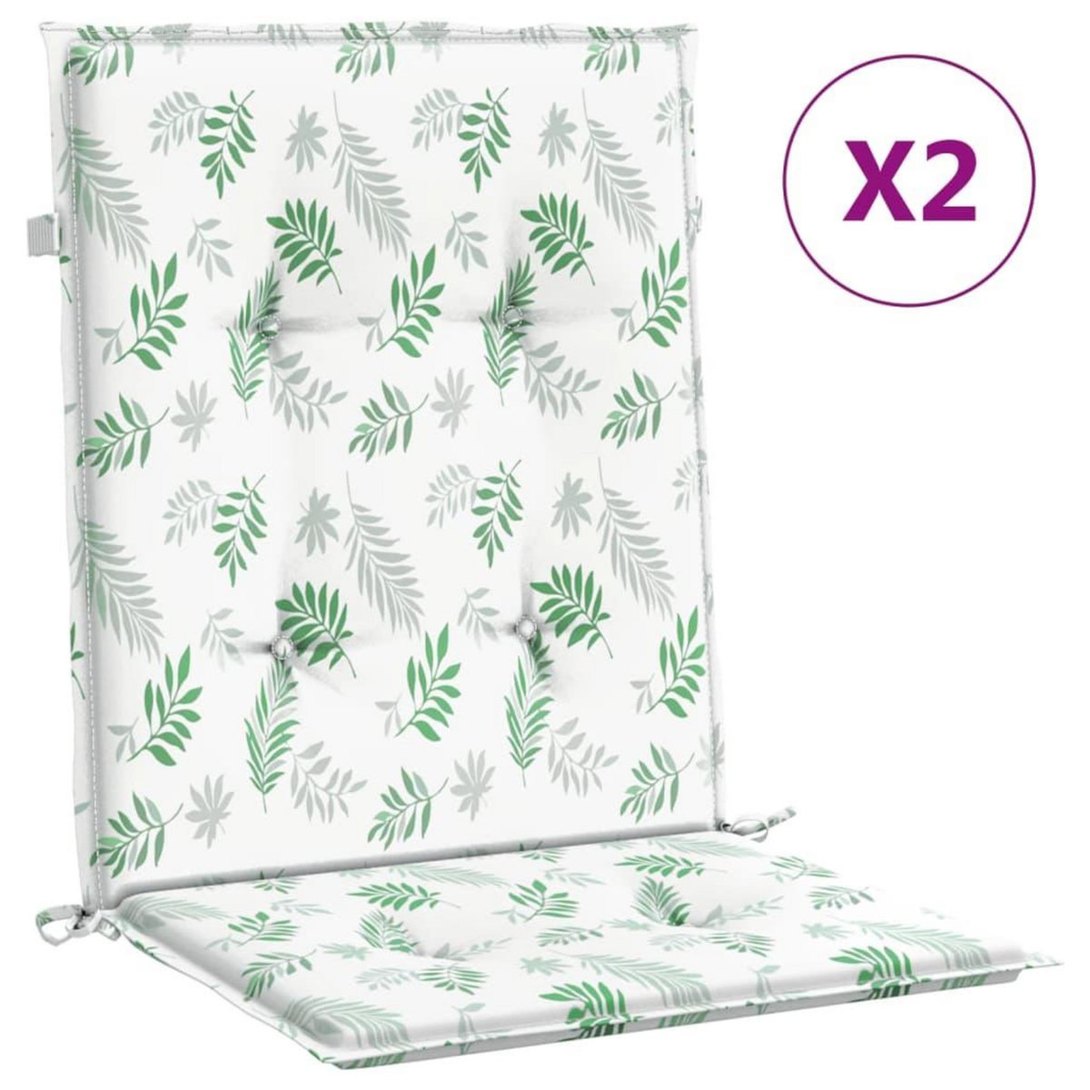 VIDAXL Coussins de chaise a dossier bas lot de 2 modele de feuille