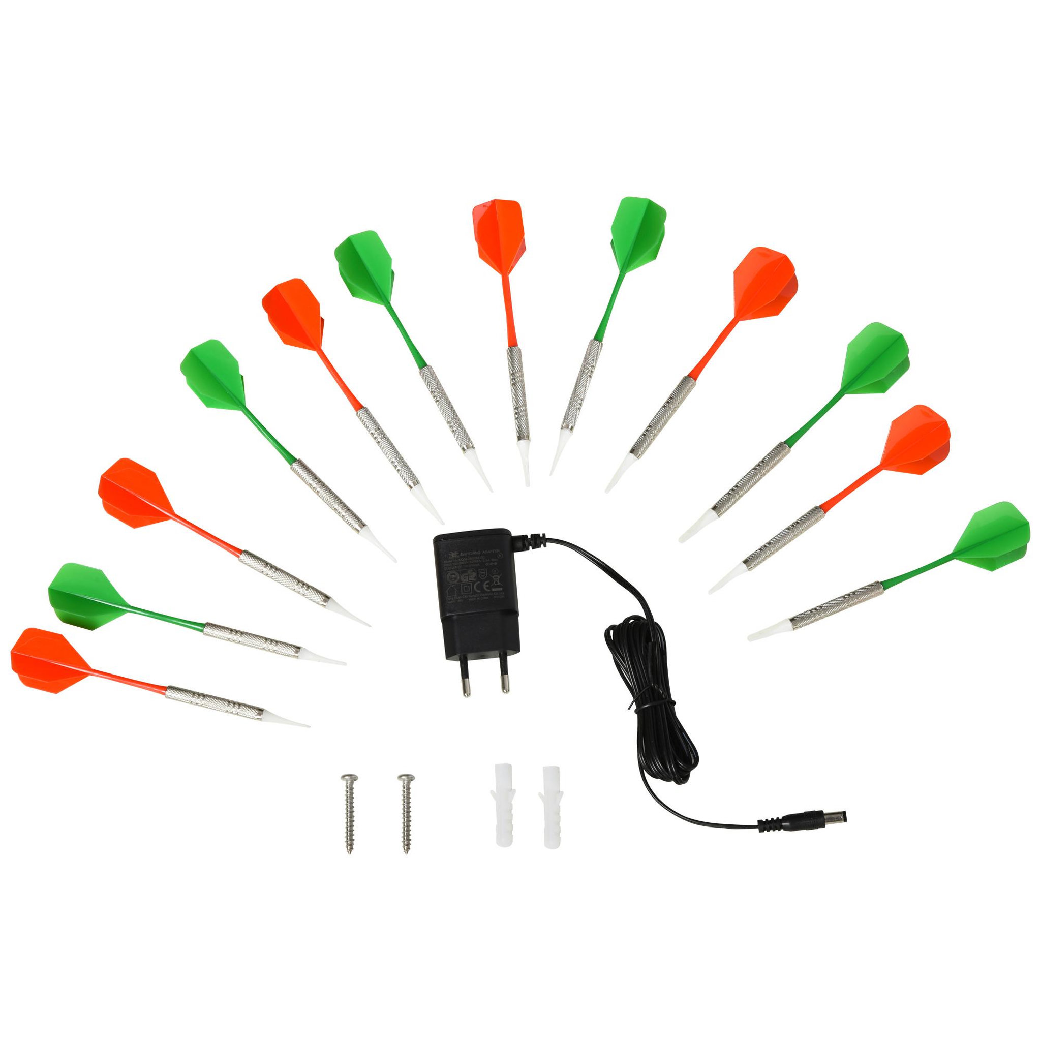 Voir la diapositive 5 : HOMCOM Cible jeu de fléchettes électronique 27 jeux jusqu'à 8 joueurs LED haut-parleur noir