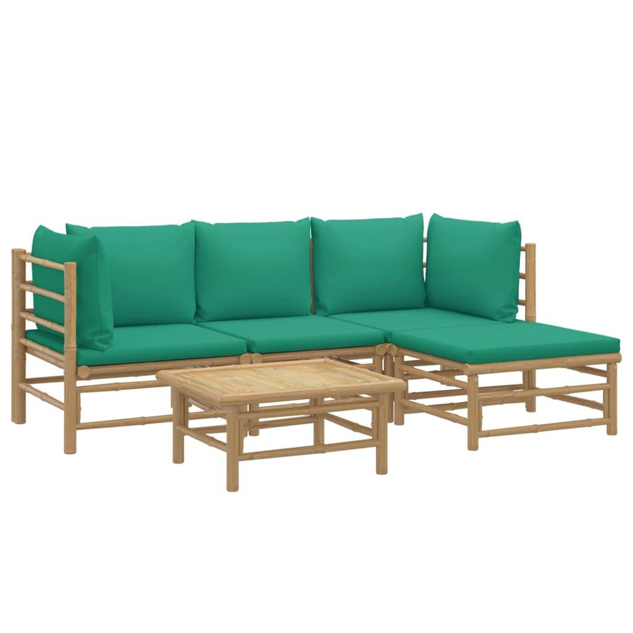 Voir la diapositive 3 : VIDAXL Salon de jardin 5 pcs avec coussins vert bambou