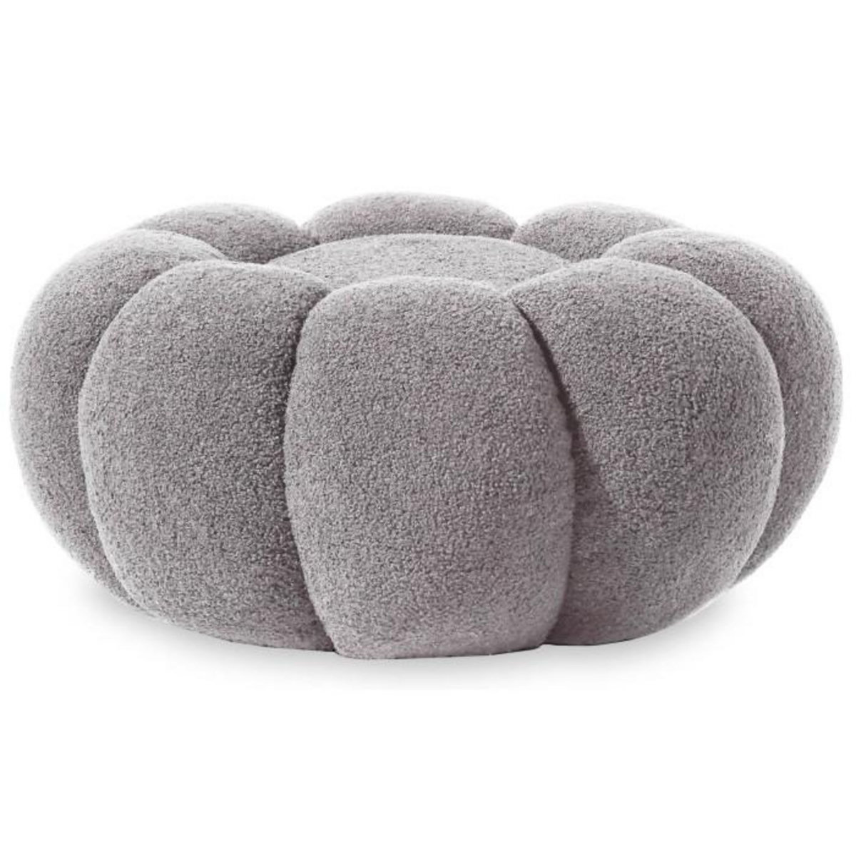 Paris Prix Pouf Design Fleur  Bouclette  61cm Gris