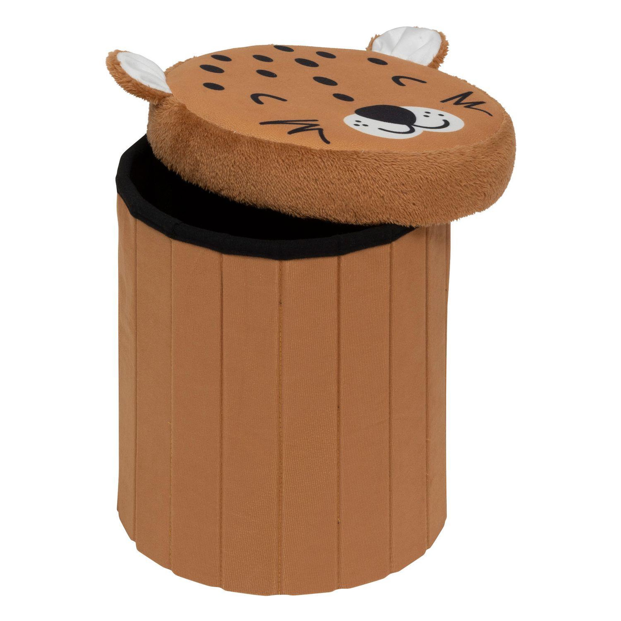 Voir la diapositive 4 : ATMOSPHERA Pouf-coffre enfant imprimé léopard anoki - marron