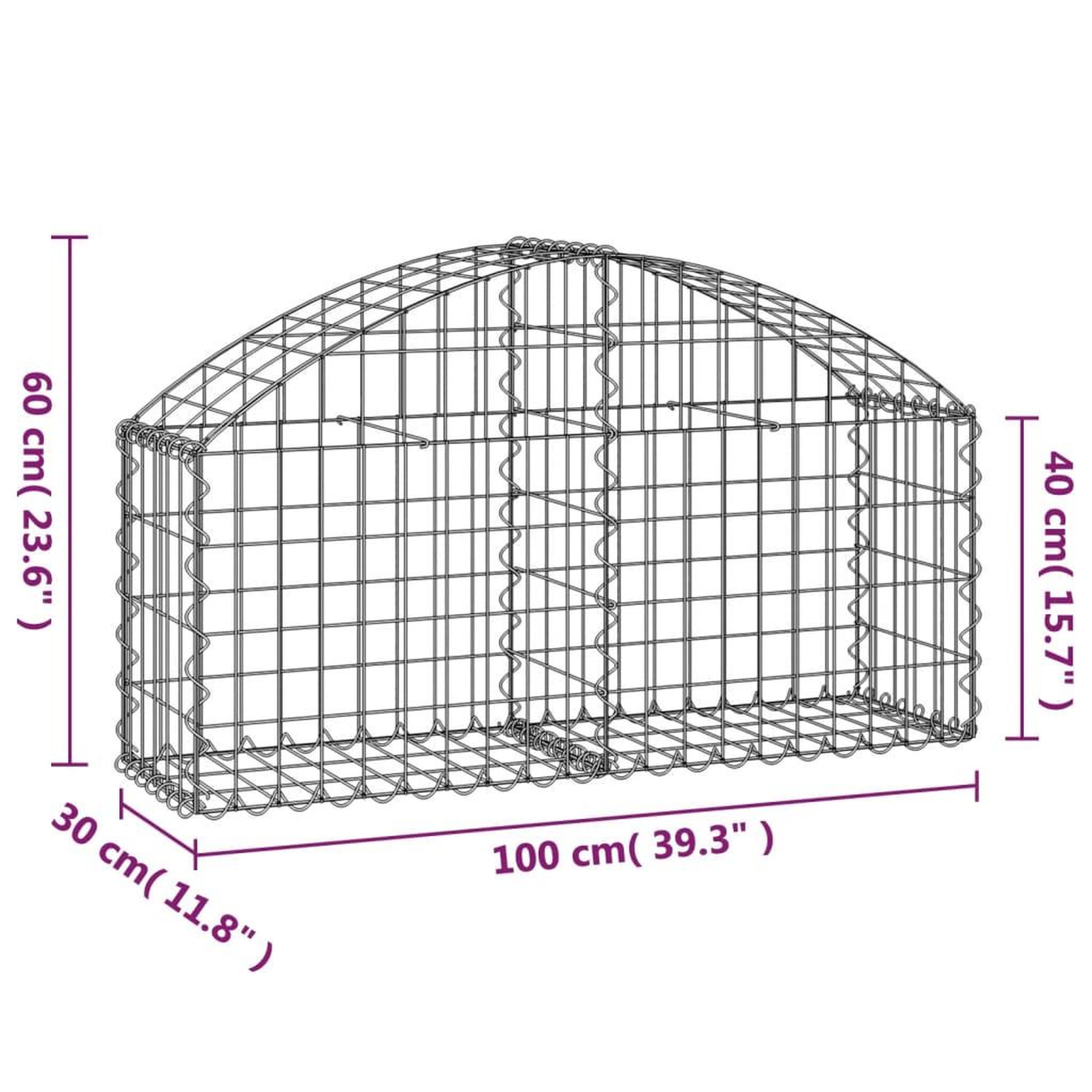 Voir la diapositive 5 : VIDAXL Panier de gabions arque 100x30x40/60 cm Fer galvanise