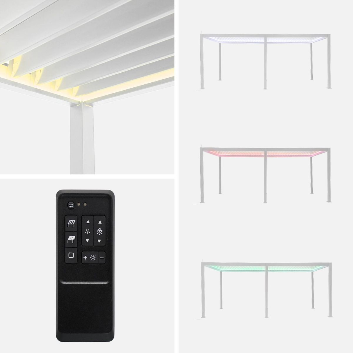 SWEEEK Pergola bioclimatique motorisée aluminium 6x3m LED + 2 stores 3m Triomphe