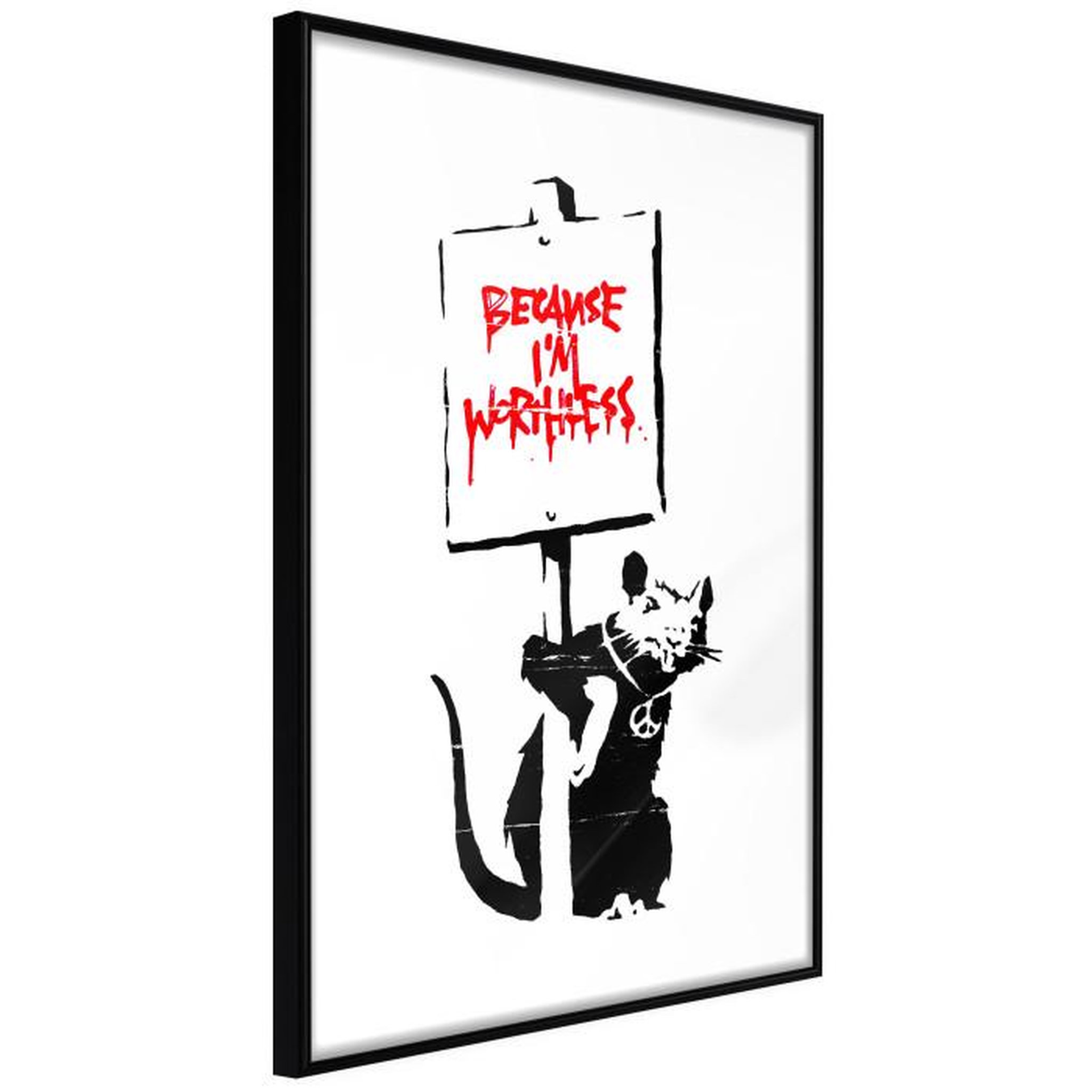 Paris Prix Affiche Murale Encadrée  Banksy Because I'm Worthless. Coloris disponibles : Jaune, Noir