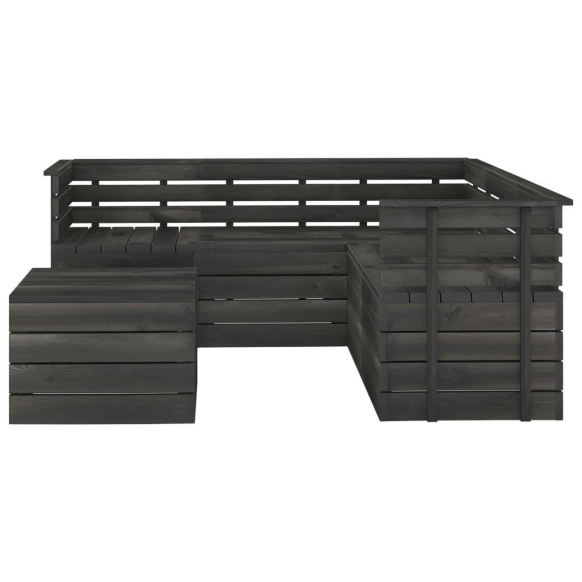 VIDAXL Salon palette de jardin 6 pcs Bois de pin massif Gris fonce