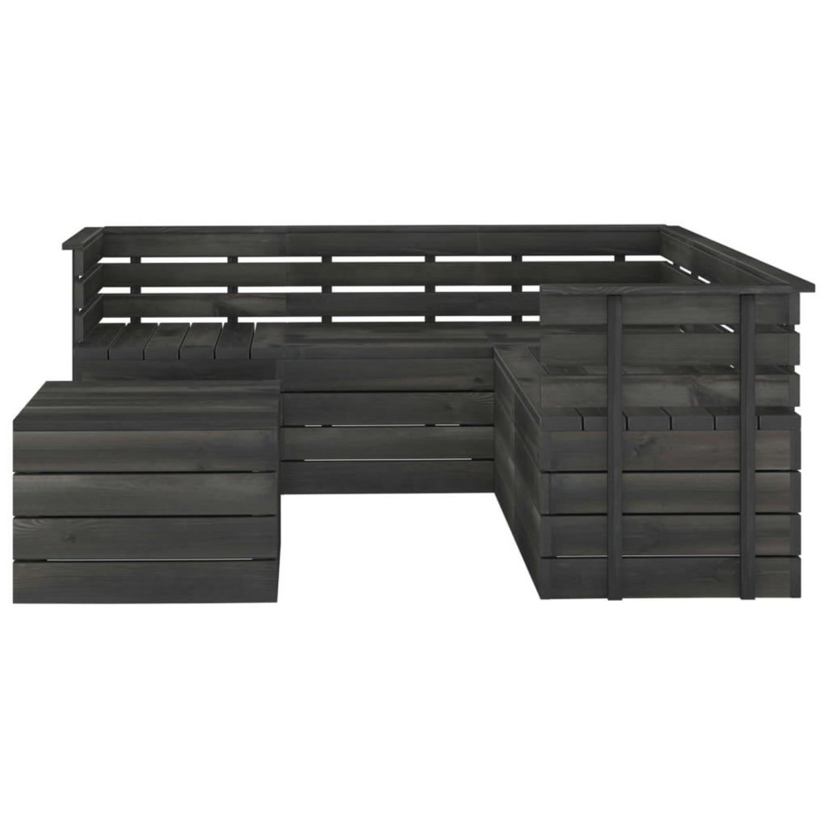 VIDAXL Salon palette de jardin 6 pcs Bois de pin massif Gris fonce