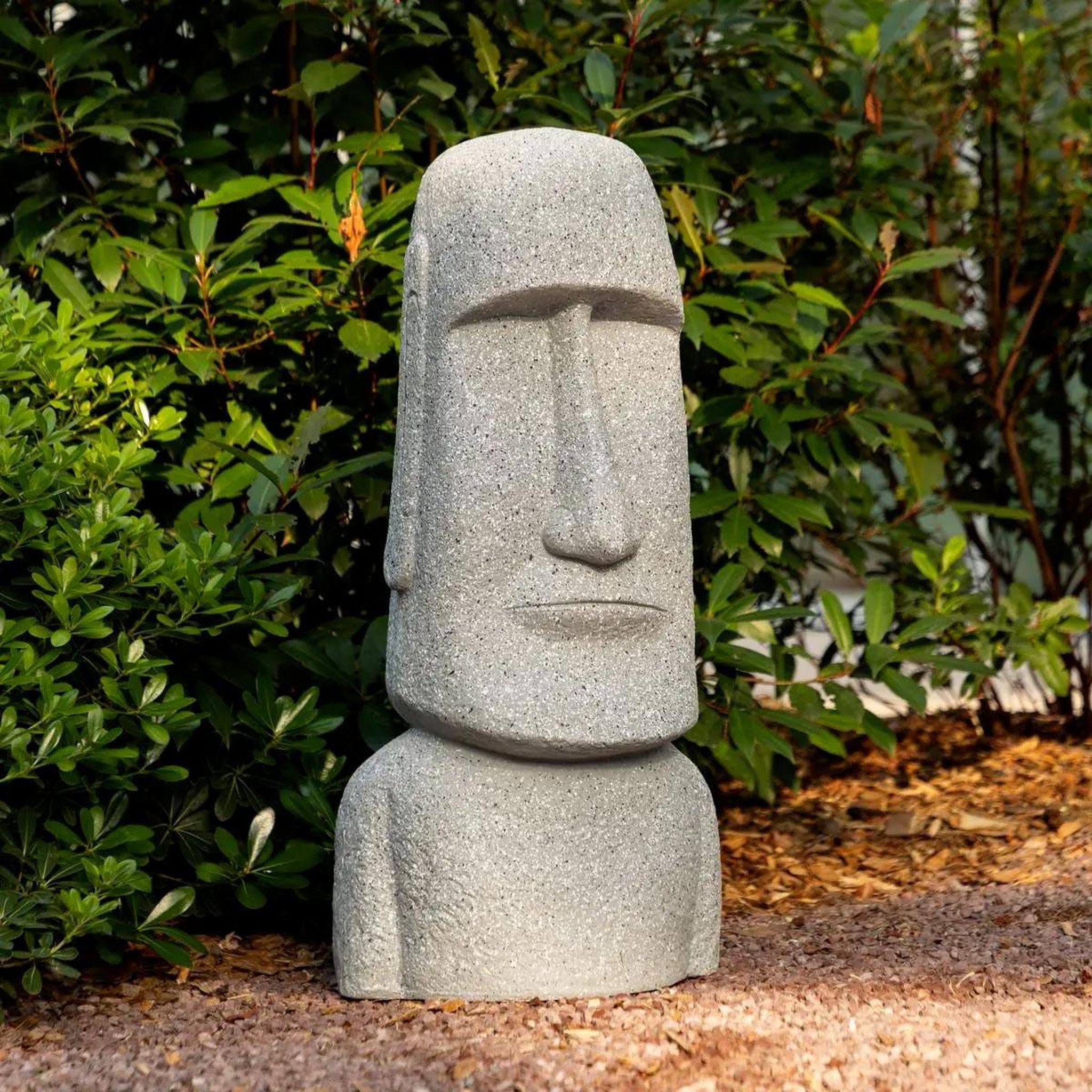 Voir la diapositive 2 : ATMOSPHERA Statue déco extérieure  moaï  82cm gris