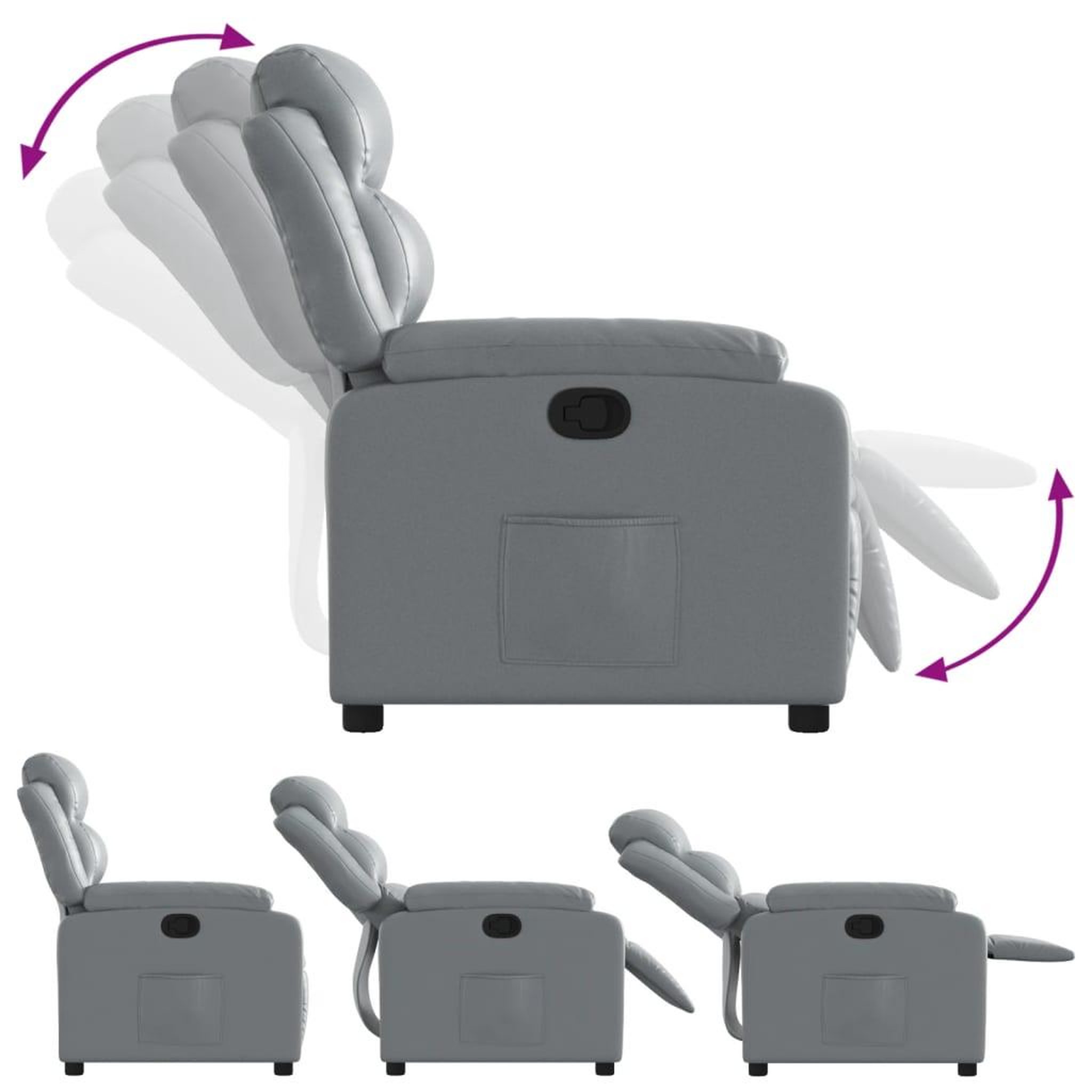 Voir la diapositive 4 : VIDAXL Fauteuil inclinable Gris Similicuir