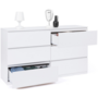 Voir la diapositive 4 : ID MARKET Commode 6 tiroirs TOMI XXL 140 cm bois blanc
