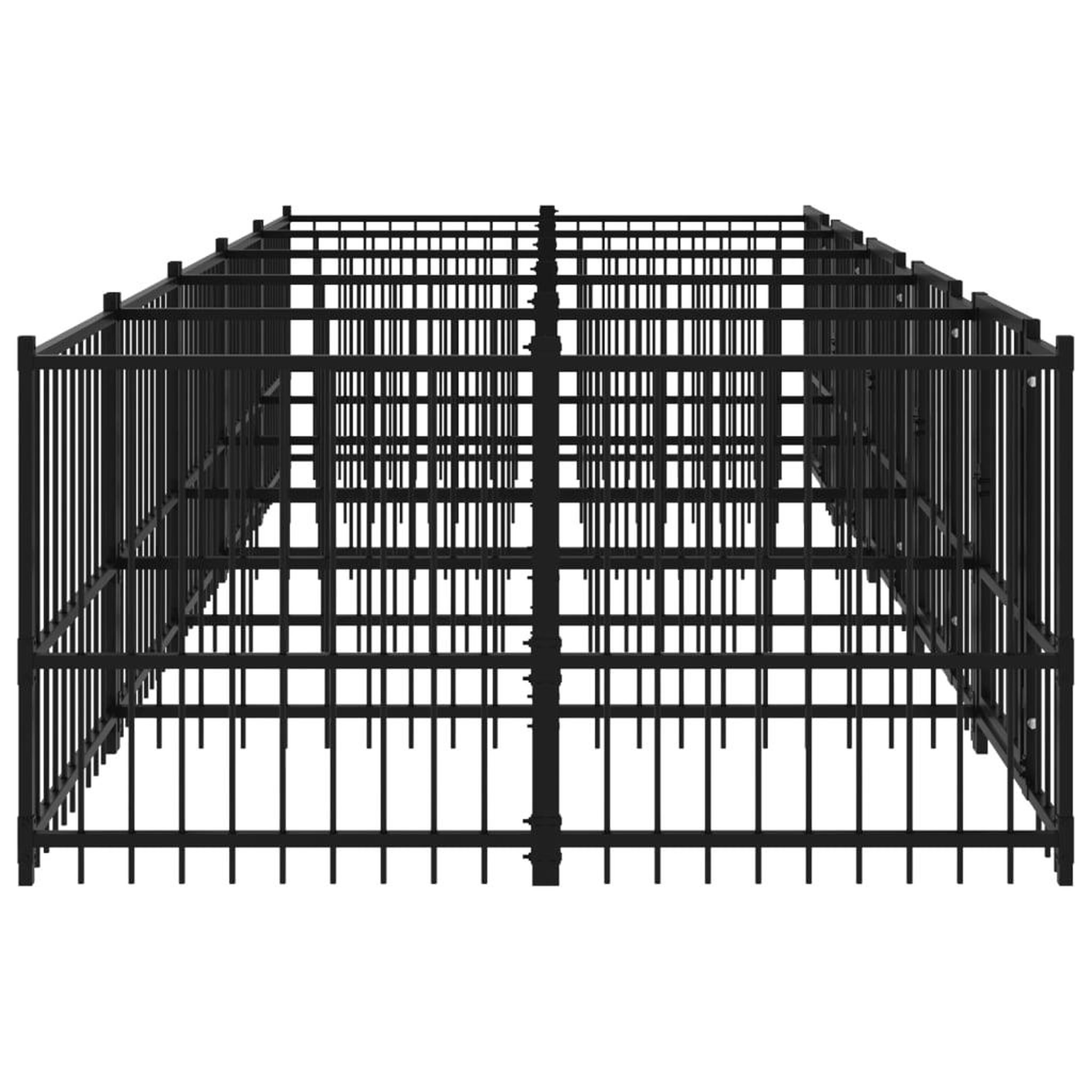 Voir la diapositive 4 : VIDAXL Chenil d'exterieur pour chiens Acier 9,38 m²