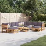 VIDAXL Salon de jardin avec coussins 11 pcs bois massif d'acacia