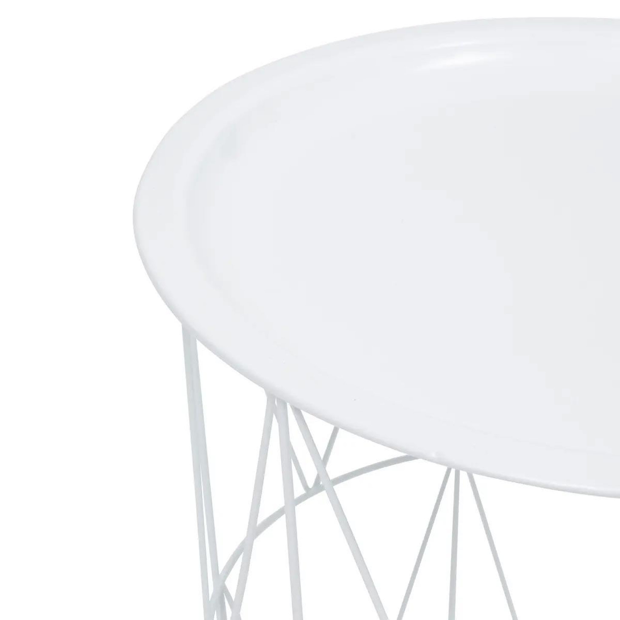 Voir la diapositive 2 : ATMOSPHERA Table d'appoint en métal  kumi  40cm blanc
