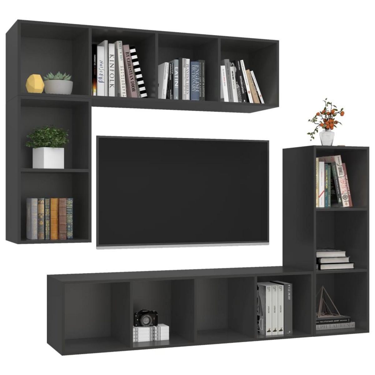 VIDAXL Ensemble de meubles TV 4 pcs Gris Bois d'ingenierie