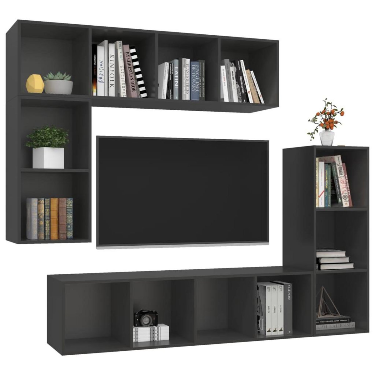 VIDAXL Ensemble de meubles TV 4 pcs Gris Bois d'ingenierie