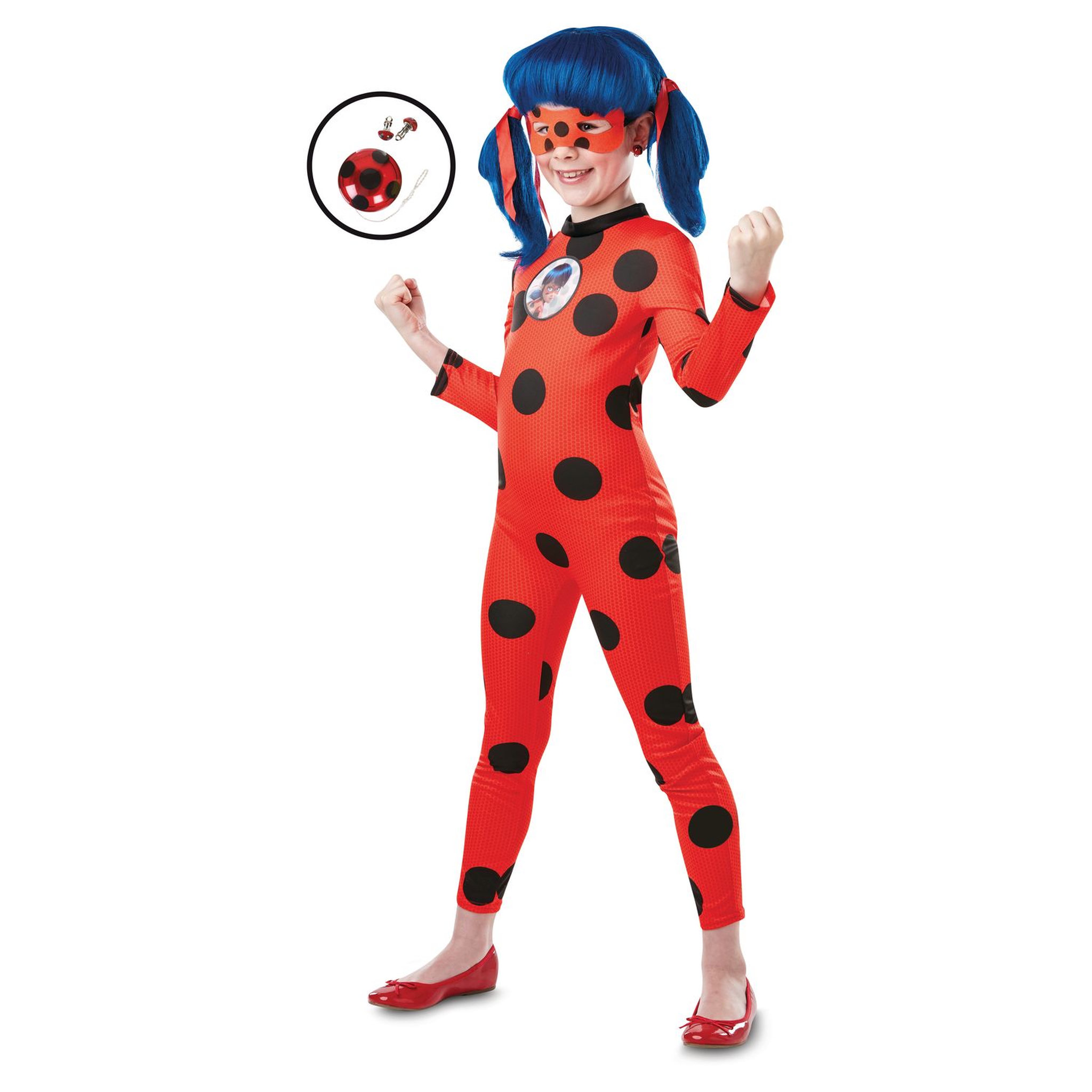 Voir la diapositive 1 : RUBIES Déguisement Panoplie Ladybug + Kit Yoyo & Boucles D'Oreilles - Taille L - 7/8 ans
