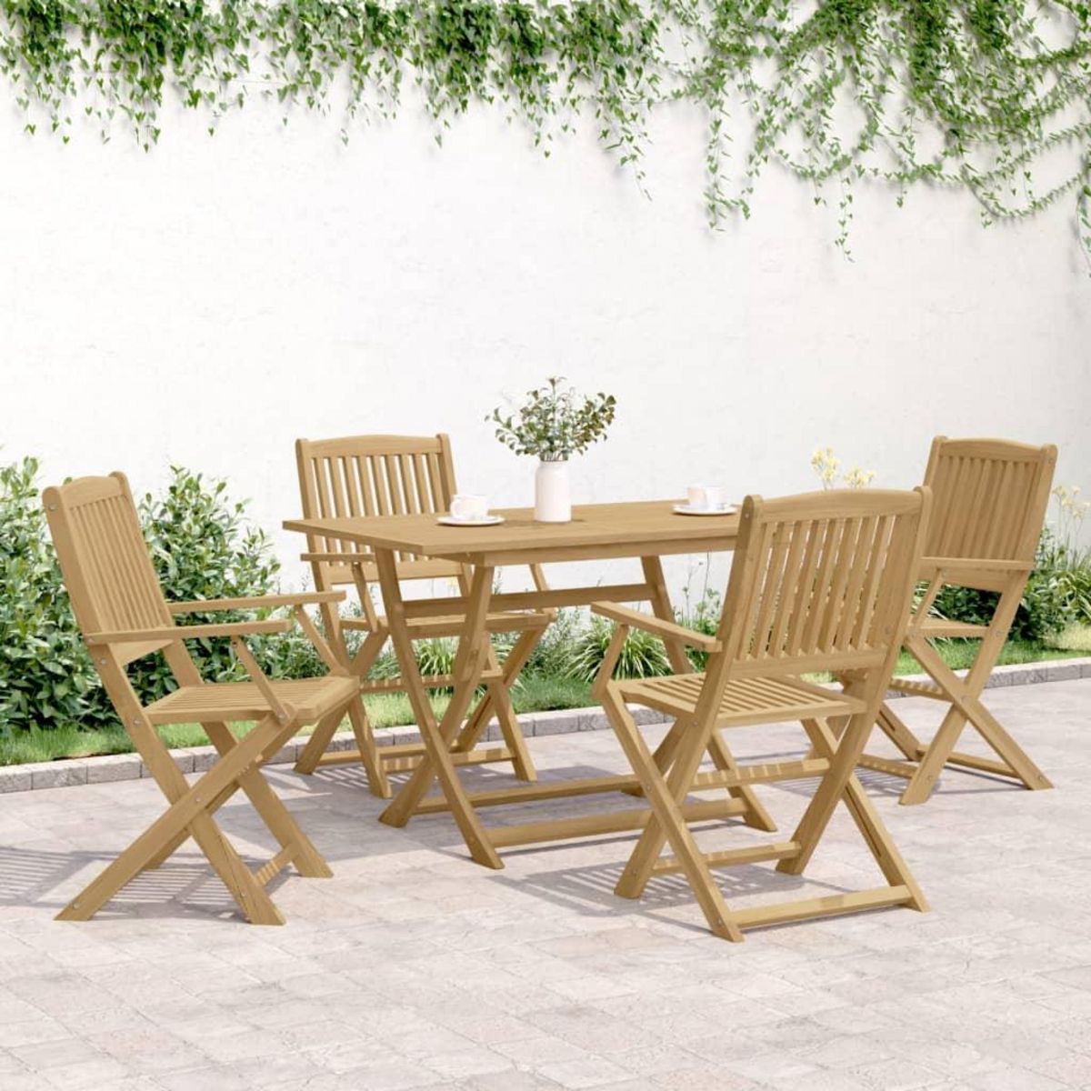 VIDAXL Chaises pliables de jardin lot de 4 bois massif d'acacia
