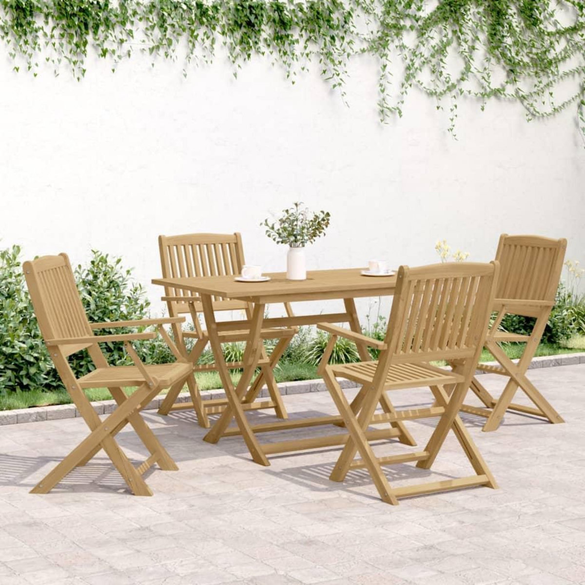 VIDAXL Chaises pliables de jardin lot de 4 bois massif d'acacia