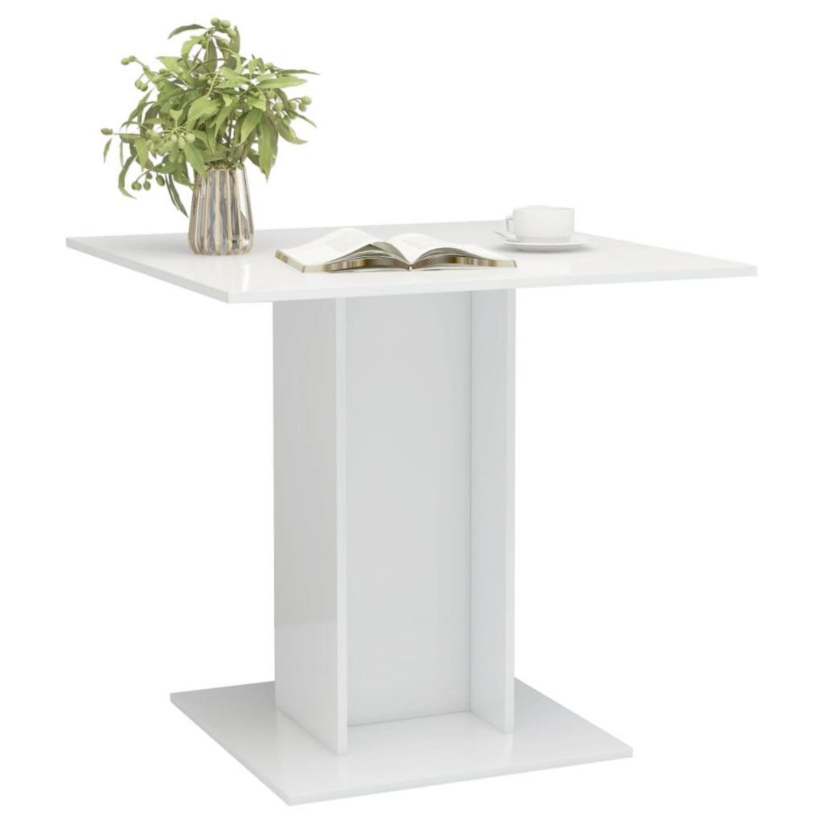 VIDAXL Table a manger blanc brillant 80x80x75 cm bois d'ingenierie