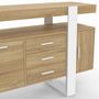 Voir la diapositive 6 : ID MARKET Buffet 140 cm PHOENIX 3 portes et 3 tiroirs bois et blanc