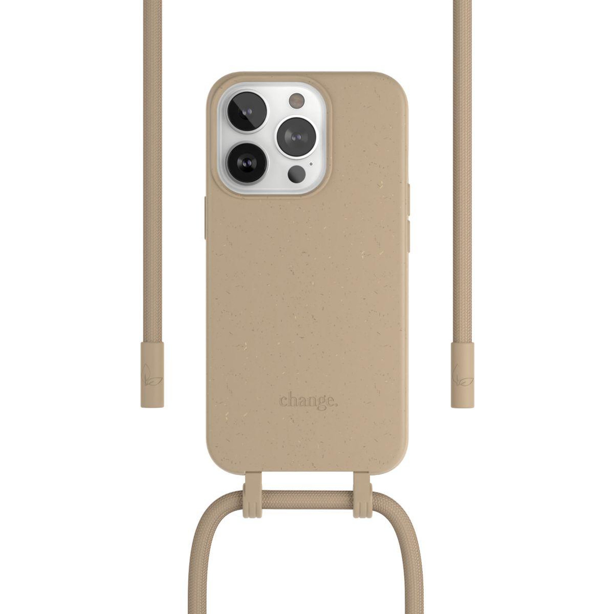 Voir la diapositive 2 : WOODCESSORIES Coque avec cordon iPhone 14 Pro Max Tour de cou Taupe