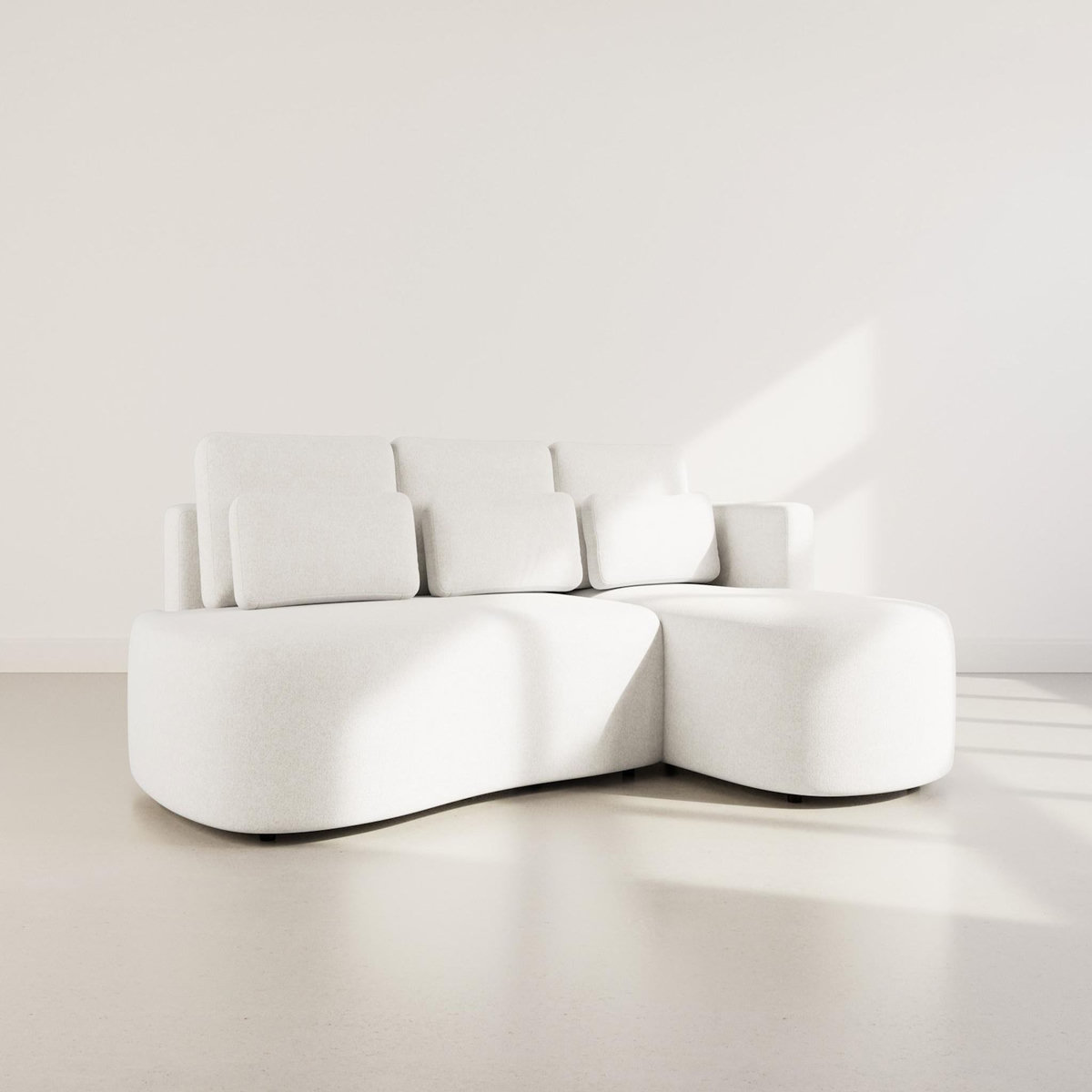 LISA DESIGN Mahina - canapé d'angle droit 4 places convertible avec coffre en tissu texturé