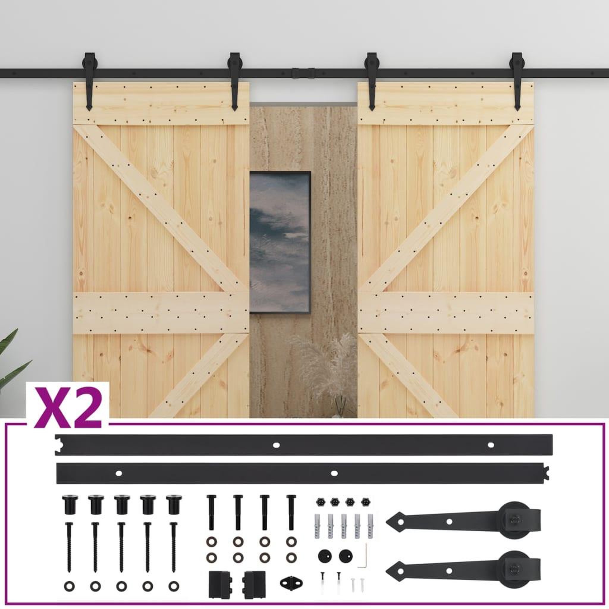 Voir la diapositive 2 : VIDAXL Porte coulissante avec kit de quincaillerie 90x210cm Pin massif