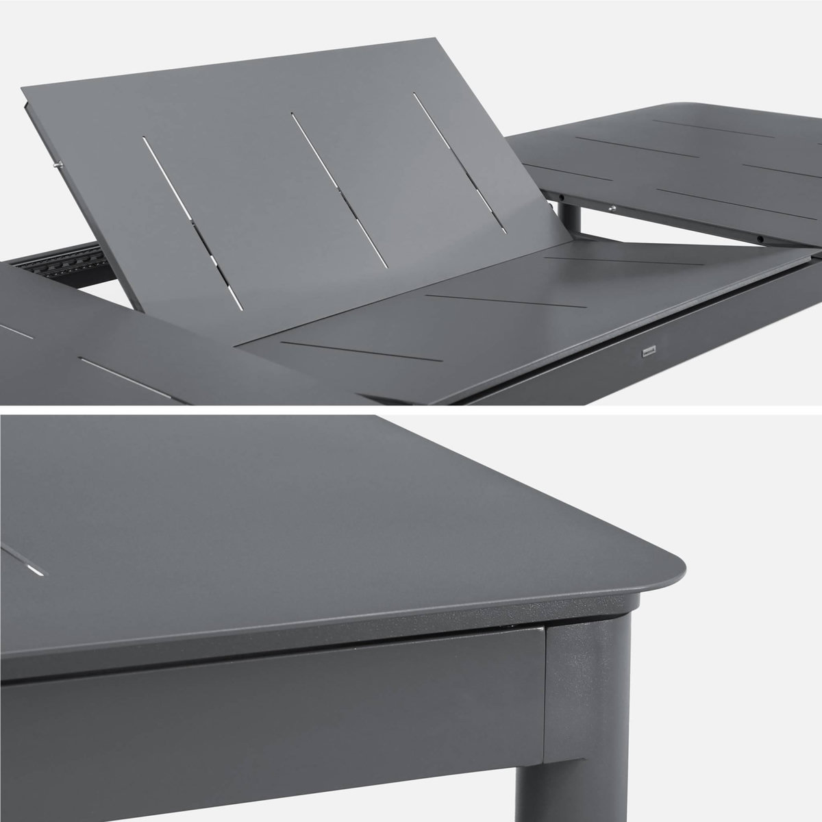 SWEEEK Table de jardin CHARLESTON extensible aluminium, 8 places, 210/300 x 100 x 75,5 cm