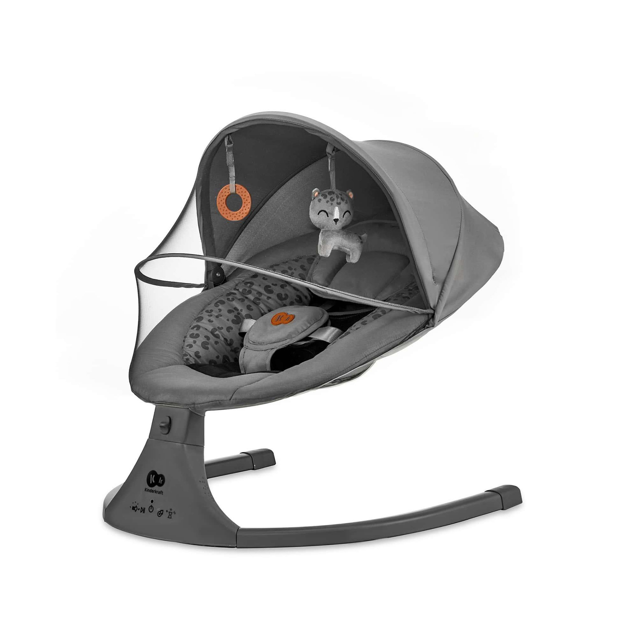 KINDERKRAFT Balancelle transat electrique 2en1 clair pratique. Coloris disponibles : Gris
