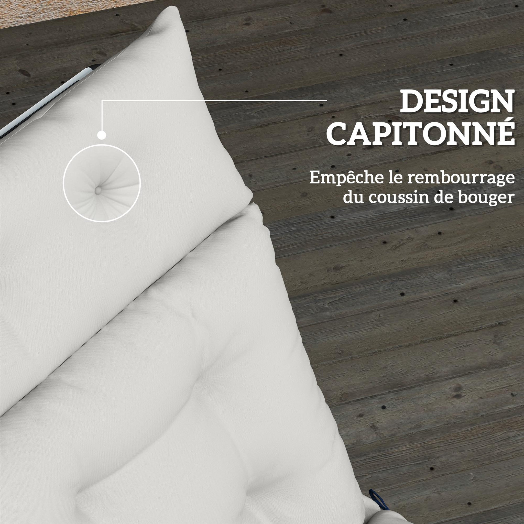 Voir la diapositive 5 : OUTSUNNY Matelas bain de soleil style Chesterfield - matelas de transat - coussin de chaise longue - tissu gris clair