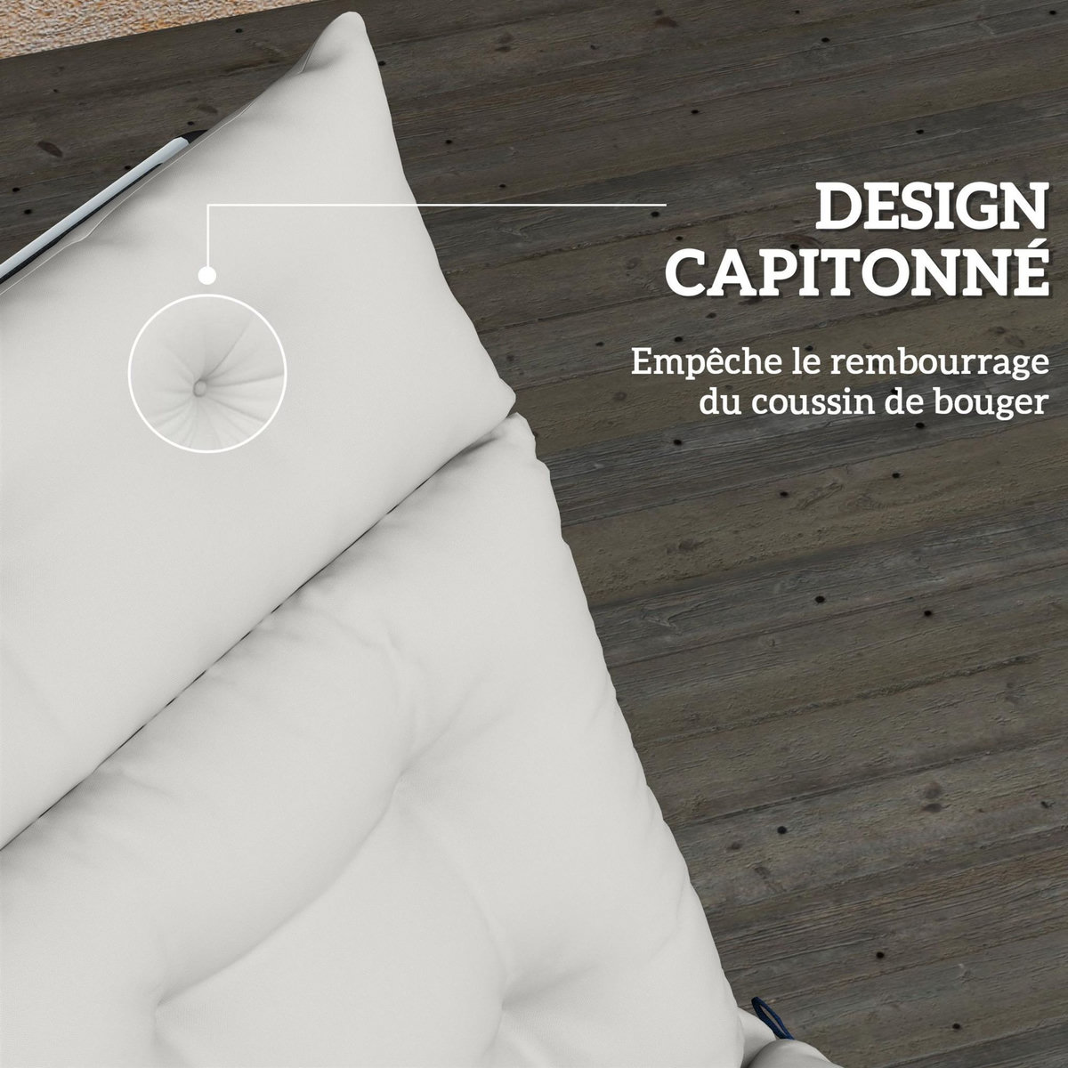 OUTSUNNY Matelas bain de soleil style Chesterfield - matelas de transat - coussin de chaise longue - tissu gris clair