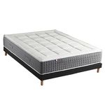 IDLITERIE Ensemble Matelas Ressort 7 zones H.28cm + Sommier Fabriqué en France MAX. Coloris disponibles : Noir